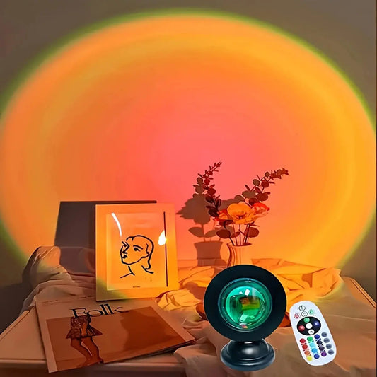Lampe de chevet - Coucher de Soleil - Ambiance Chaleureuse, 16 Couleurs, Télécommande, Veilleuse, Décoration Intérieure Lampadia