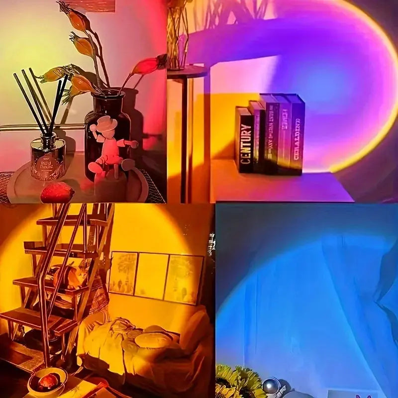 Lampe de chevet - Coucher de Soleil - Ambiance Chaleureuse, 16 Couleurs, Télécommande, Veilleuse, Décoration Intérieure Lampadia