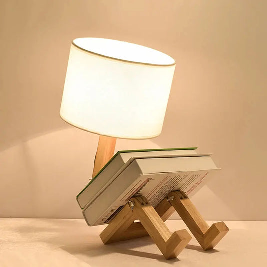 Lampe de chevet - Créative en Bois (Forme de Robot, E27, LED) Lampadia