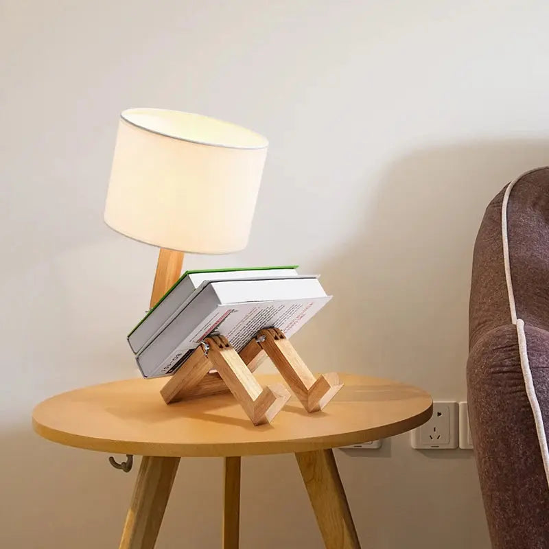 Lampe de chevet - Créative en Bois (Forme de Robot, E27, LED) Lampadia