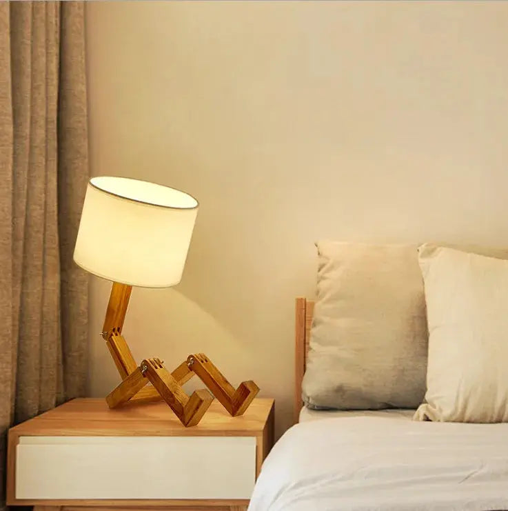 Lampe de chevet - Créative en Bois (Forme de Robot, E27, LED) Lampadia