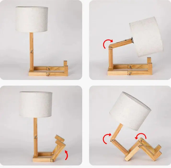 Lampe de chevet - Créative en Bois (Forme de Robot, E27, LED) Lampadia