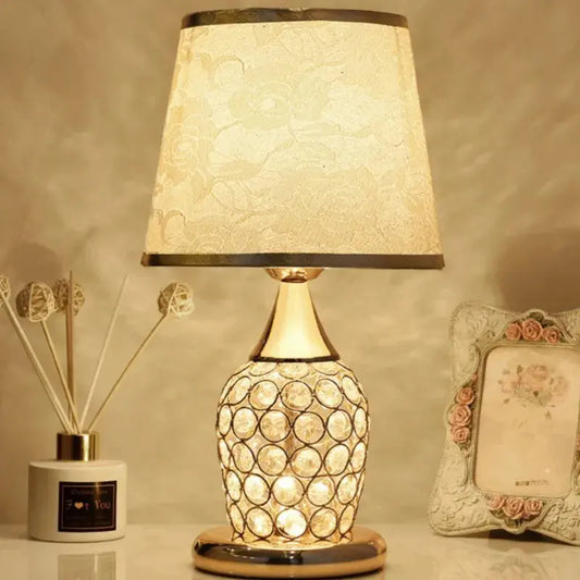 Lampe de chevet - Cristal Européen  - Design Élégant, Abat-jour en Tissu Lampadia
