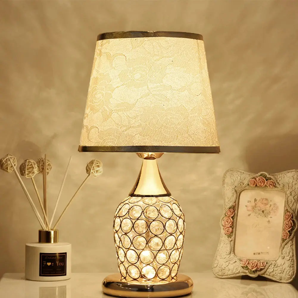 Lampe de chevet - Cristal Européen  - Design Élégant, Abat-jour en Tissu Lampadia