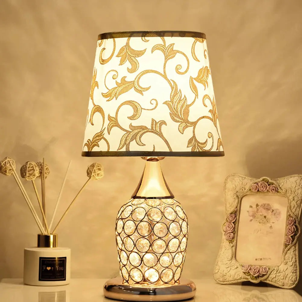 Lampe de chevet - Cristal Européen  - Design Élégant, Abat-jour en Tissu Lampadia