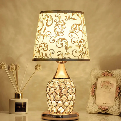 Lampe de chevet - Cristal Européen  - Design Élégant, Abat-jour en Tissu Lampadia