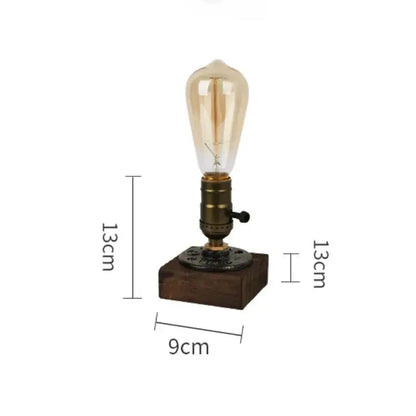 Lampe de chevet - Industrielle Rétro - Base en Bois et Fer, Douille E27, Style Edison, Décoration Intérieure Lampadia