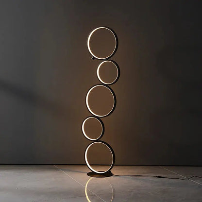 Lampe de chevet - Lampadaire Anneaux - Design Moderne, 45W, 3 Températures de Couleur, Intensité Variable, Aluminium, Noir/Blanc Lampadia