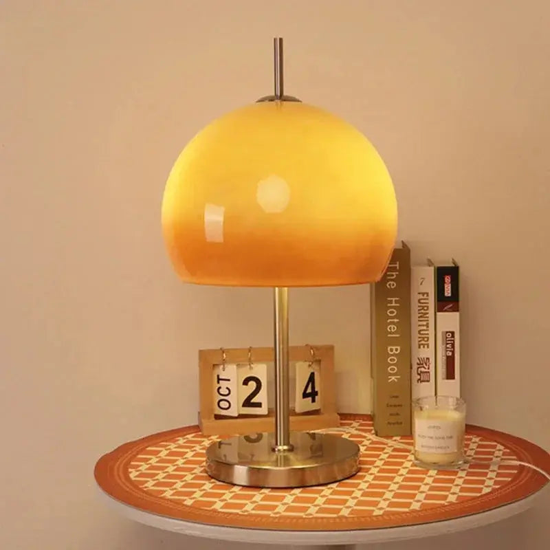 Lampe de chevet - Lampadaire Champignon en Verre Dégradé (Style Bauhaus, Orange) Lampadia