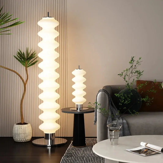 Lampe de chevet - Lampadaire Design Gourd (Abat-jour en Verre Dépoli, LED Intégrée, Style Nordique) Lampadia