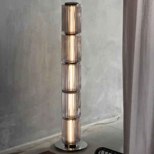 Lampe de chevet - Lampadaire Moderne en Verre et Métal (Design Empilé, LED) Lampadia