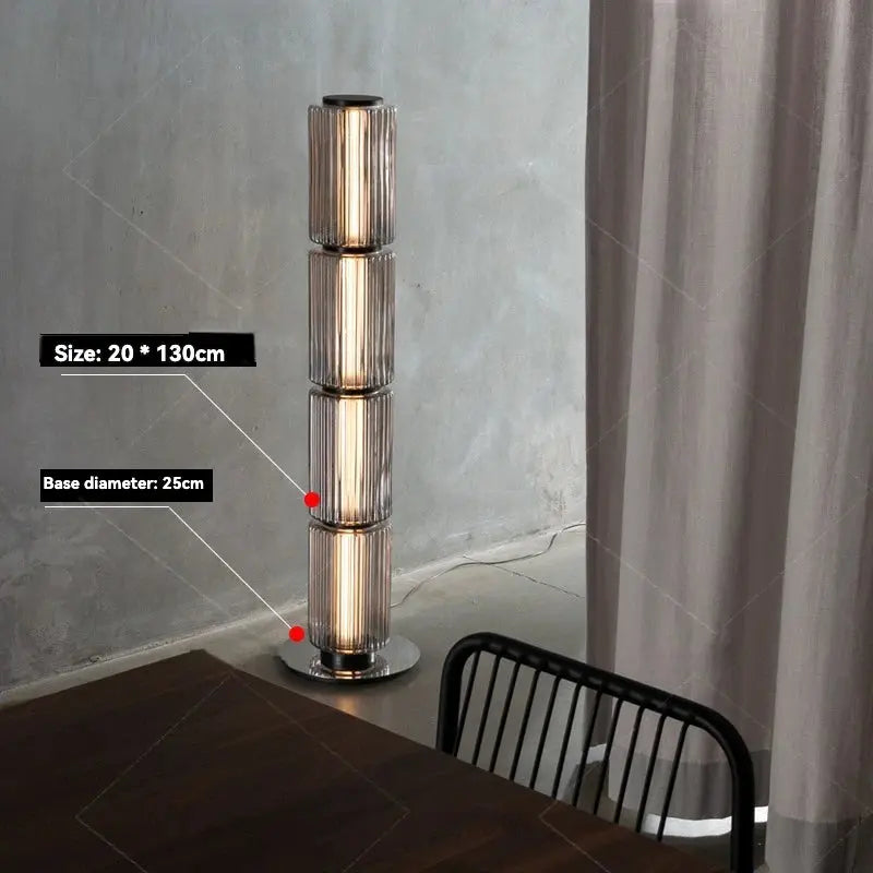 Lampe de chevet - Lampadaire Moderne en Verre et Métal (Design Empilé, LED) Lampadia