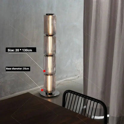 Lampe de chevet - Lampadaire Moderne en Verre et Métal (Design Empilé, LED) Lampadia