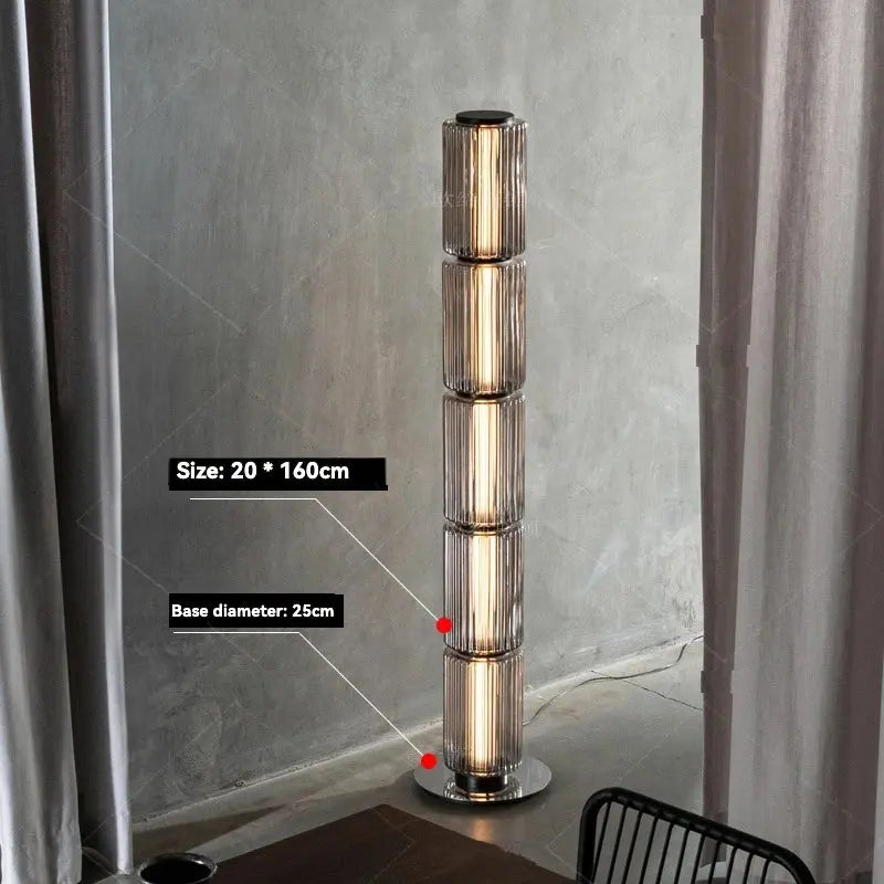 Lampe de chevet - Lampadaire Moderne en Verre et Métal (Design Empilé, LED) Lampadia