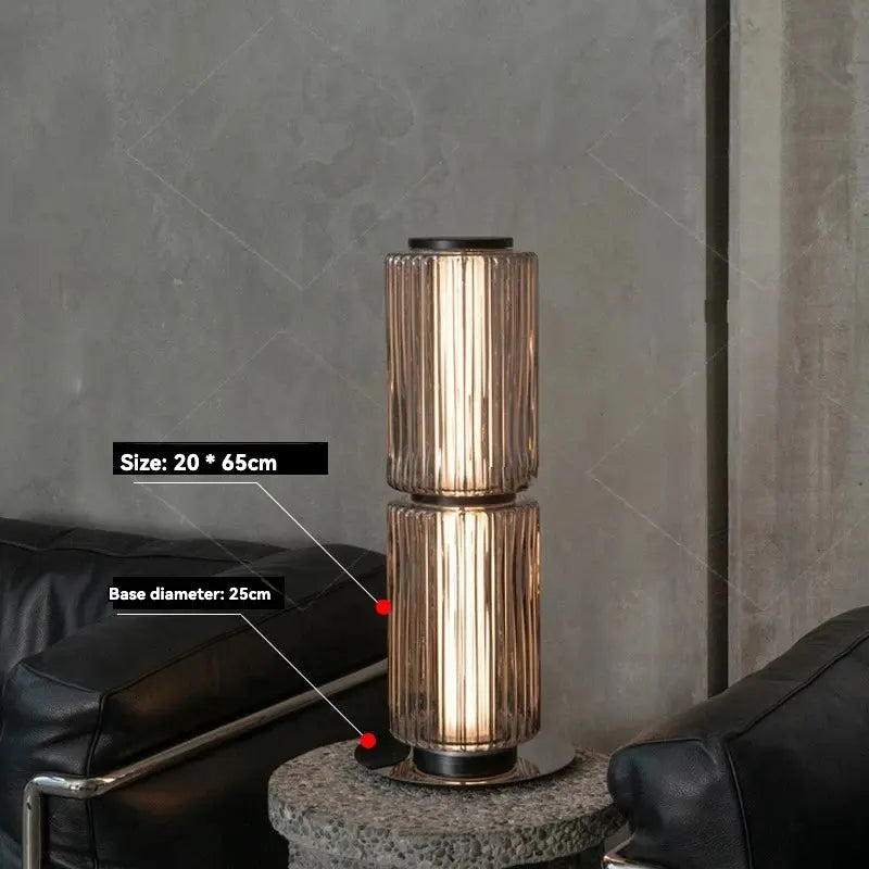 Lampe de chevet - Lampadaire Moderne en Verre et Métal (Design Empilé, LED) Lampadia