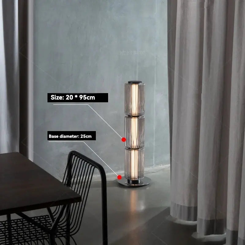 Lampe de chevet - Lampadaire Moderne en Verre et Métal (Design Empilé, LED) Lampadia