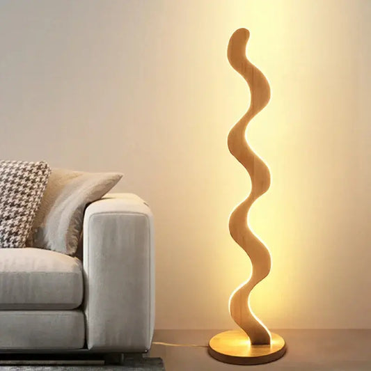Lampe de chevet - Lampadaire Ondulé en Bois - Design Moderne, Éclairage Ambiant, Décoration Intérieure, Assemblage Facile Lampadia