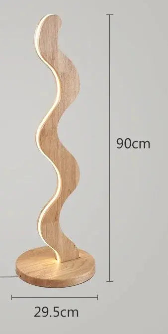 Lampe de chevet - Lampadaire Ondulé en Bois - Design Moderne, Éclairage Ambiant, Décoration Intérieure, Assemblage Facile Lampadia