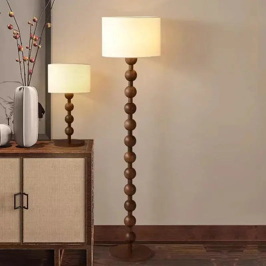 Lampe de chevet - Lampadaire Vintage en Bois et Bambou - Style Japonais, Fait Main Lampadia