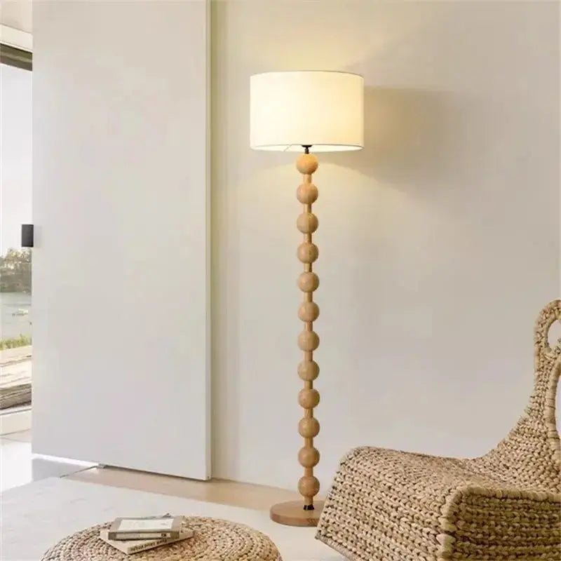 Lampe de chevet - Lampadaire Vintage en Bois et Bambou - Style Japonais, Fait Main Lampadia