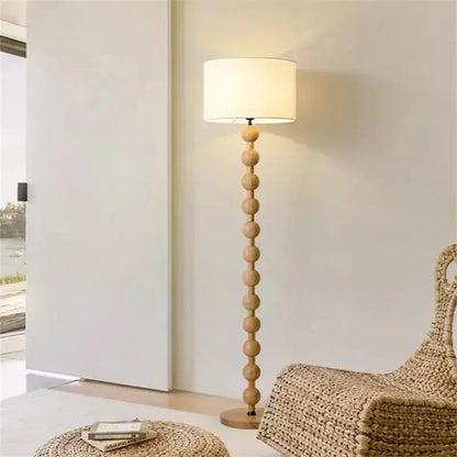 Lampe de chevet - Lampadaire Vintage en Bois et Bambou - Style Japonais, Fait Main Lampadia