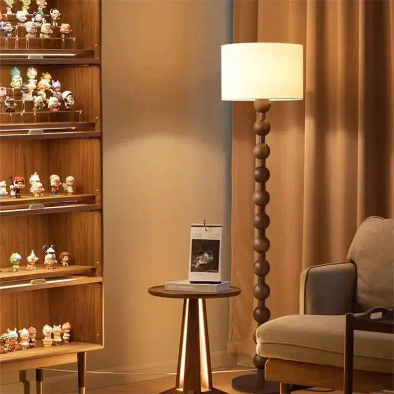Lampe de chevet - Lampadaire Vintage en Bois et Bambou - Style Japonais, Fait Main Lampadia
