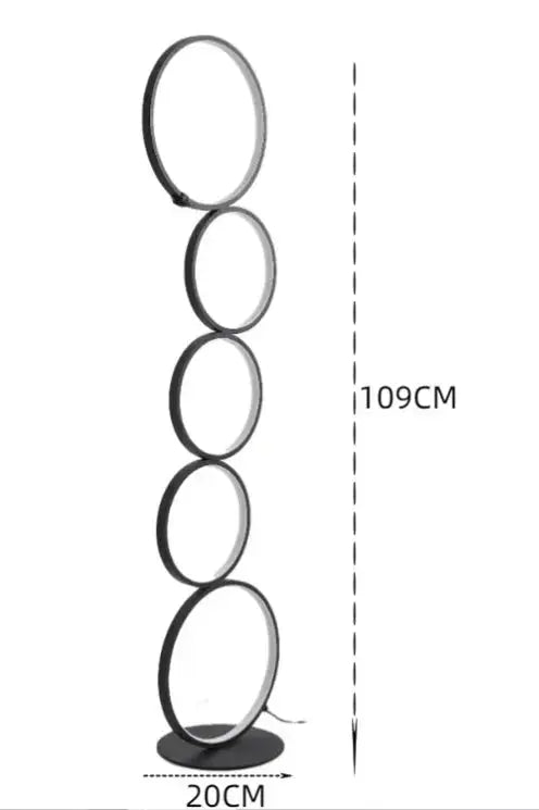Lampe de chevet - Lampadaire à Anneaux - Intensité Variable, Métal, 11-15W, 90-260V, Design Moderne Lampadia