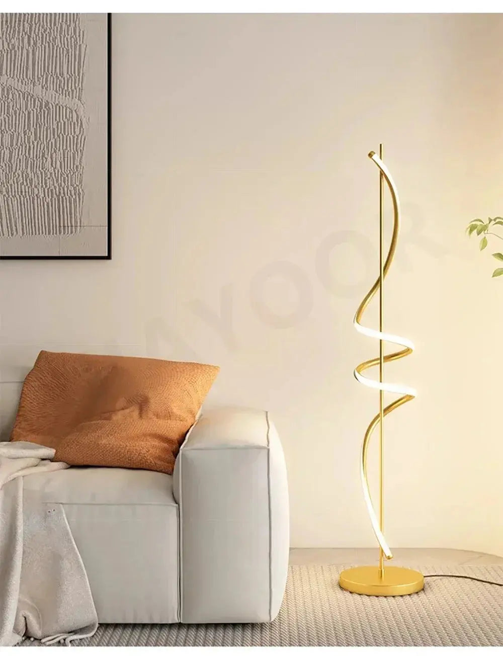 Lampe de chevet - Lampadaire en Aluminium - Design Spiralé, LED Lampadia