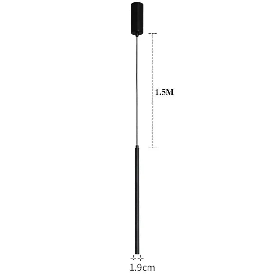 Lampe de chevet - Lustre Suspension LED (Tube Long, Design Moderne, 2cm, Noir/Blanc) Lampadia
