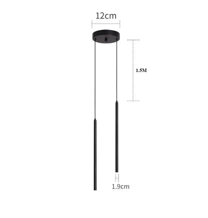 Lampe de chevet - Lustre Suspension LED (Tube Long, Design Moderne, 2cm, Noir/Blanc) Lampadia