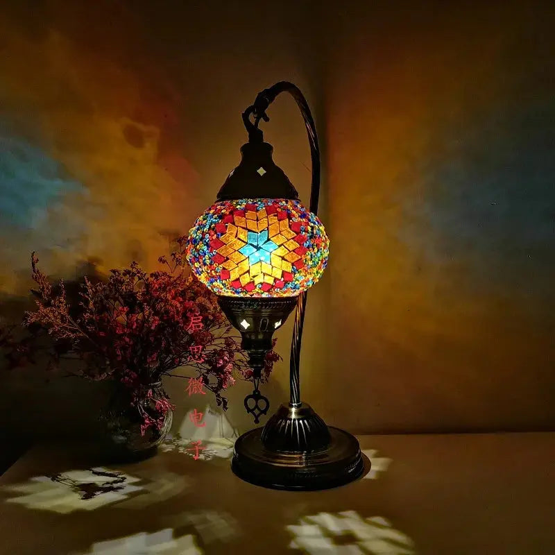 Lampe de chevet - Mosaïque Turque - Style Vintage Art Déco, Fait Main Lampadia