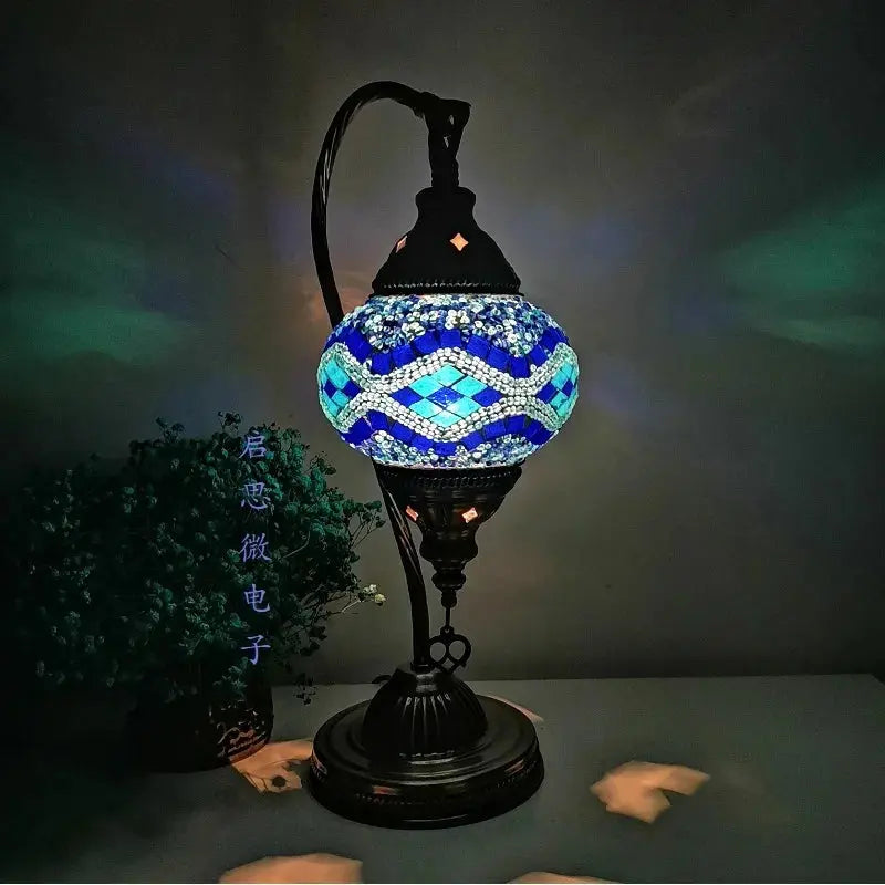 Lampe de chevet - Mosaïque Turque - Style Vintage Art Déco, Fait Main Lampadia