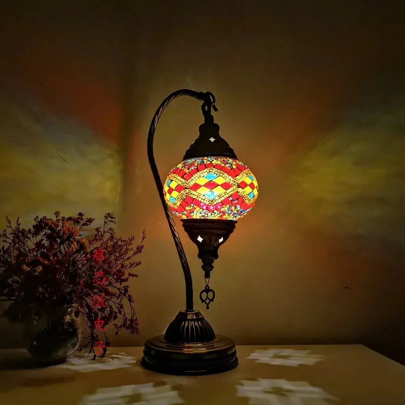 Lampe de chevet - Mosaïque Turque - Style Vintage Art Déco, Fait Main Lampadia