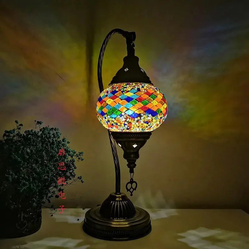 Lampe de chevet - Mosaïque Turque - Style Vintage Art Déco, Fait Main Lampadia