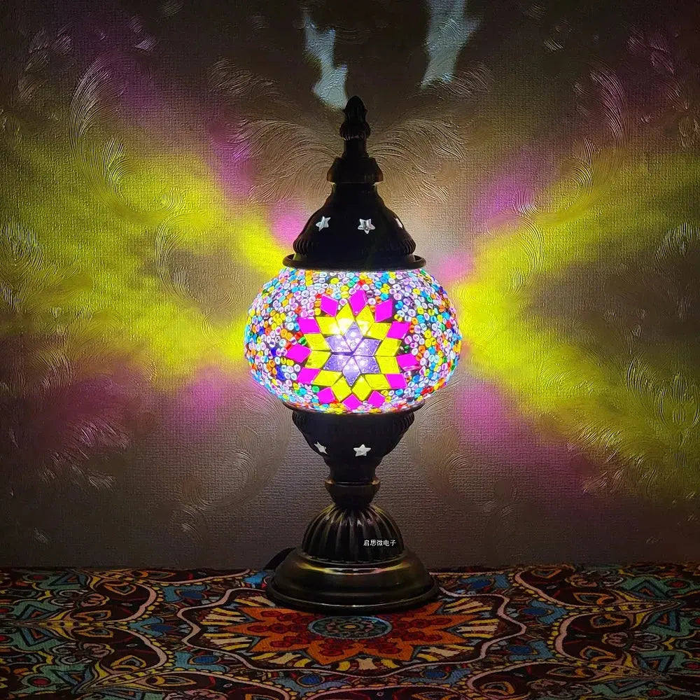 Lampe de chevet - Mosaïque Turque (Style Vintage, LED G9, Vitrail) Lampadia