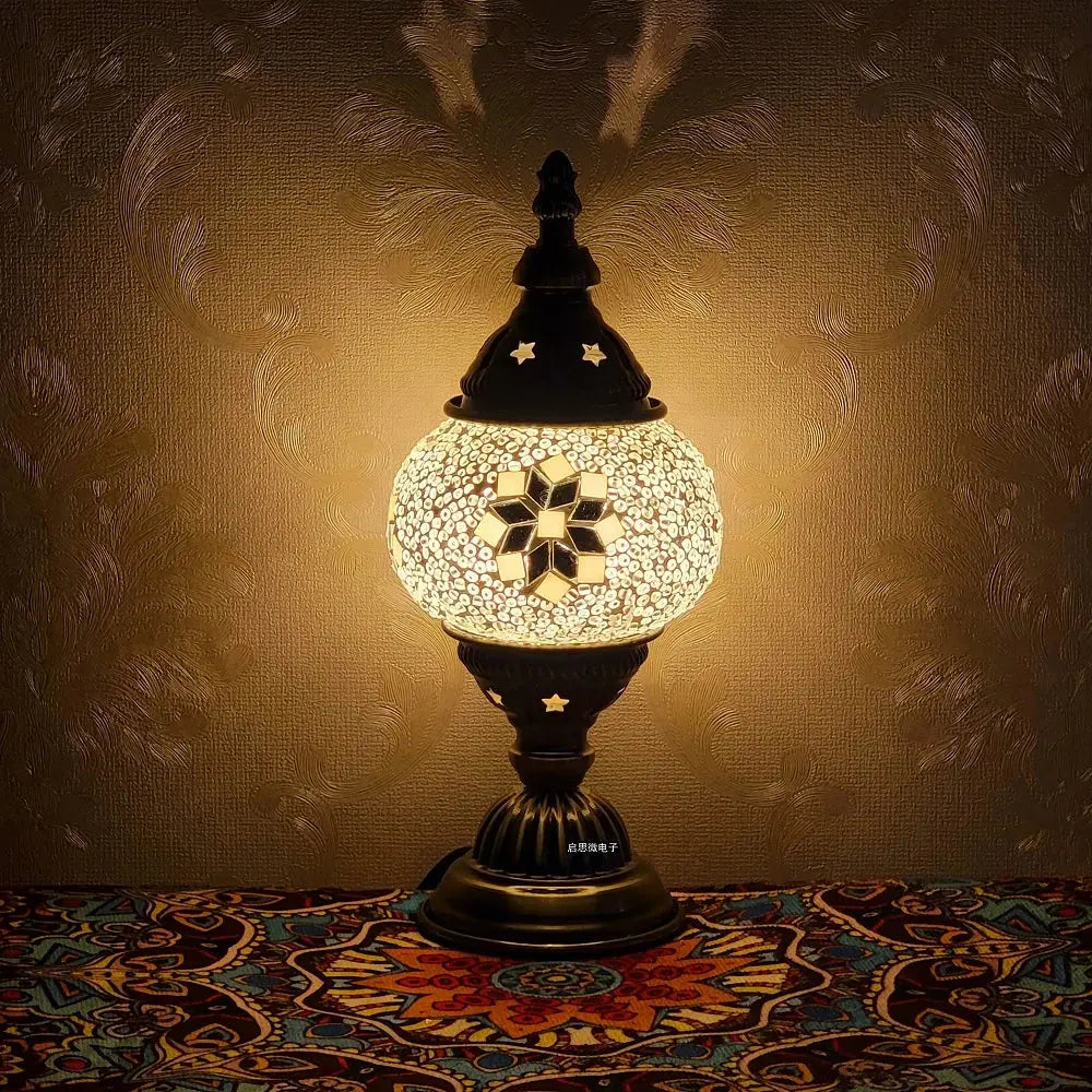 Lampe de chevet - Mosaïque Turque (Style Vintage, LED G9, Vitrail) Lampadia