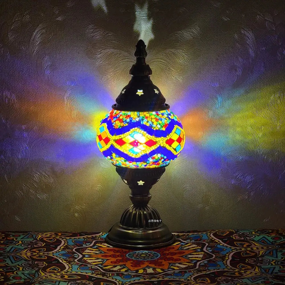Lampe de chevet - Mosaïque Turque (Style Vintage, LED G9, Vitrail) Lampadia