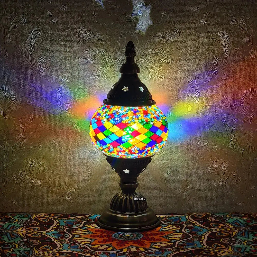 Lampe de chevet - Mosaïque Turque (Style Vintage, LED G9, Vitrail) Lampadia