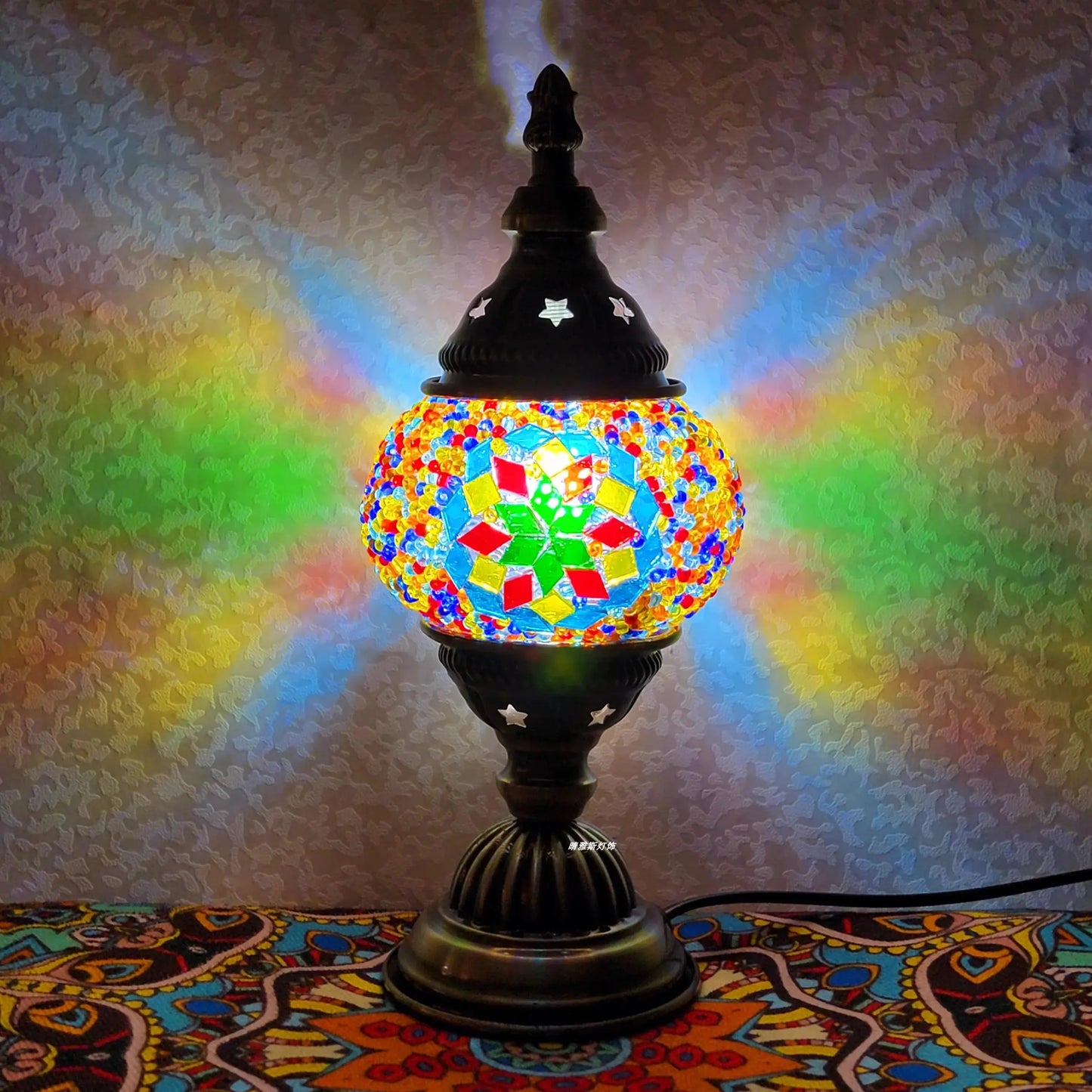 Lampe de chevet - Mosaïque Turque (Style Vintage, LED G9, Vitrail) Lampadia