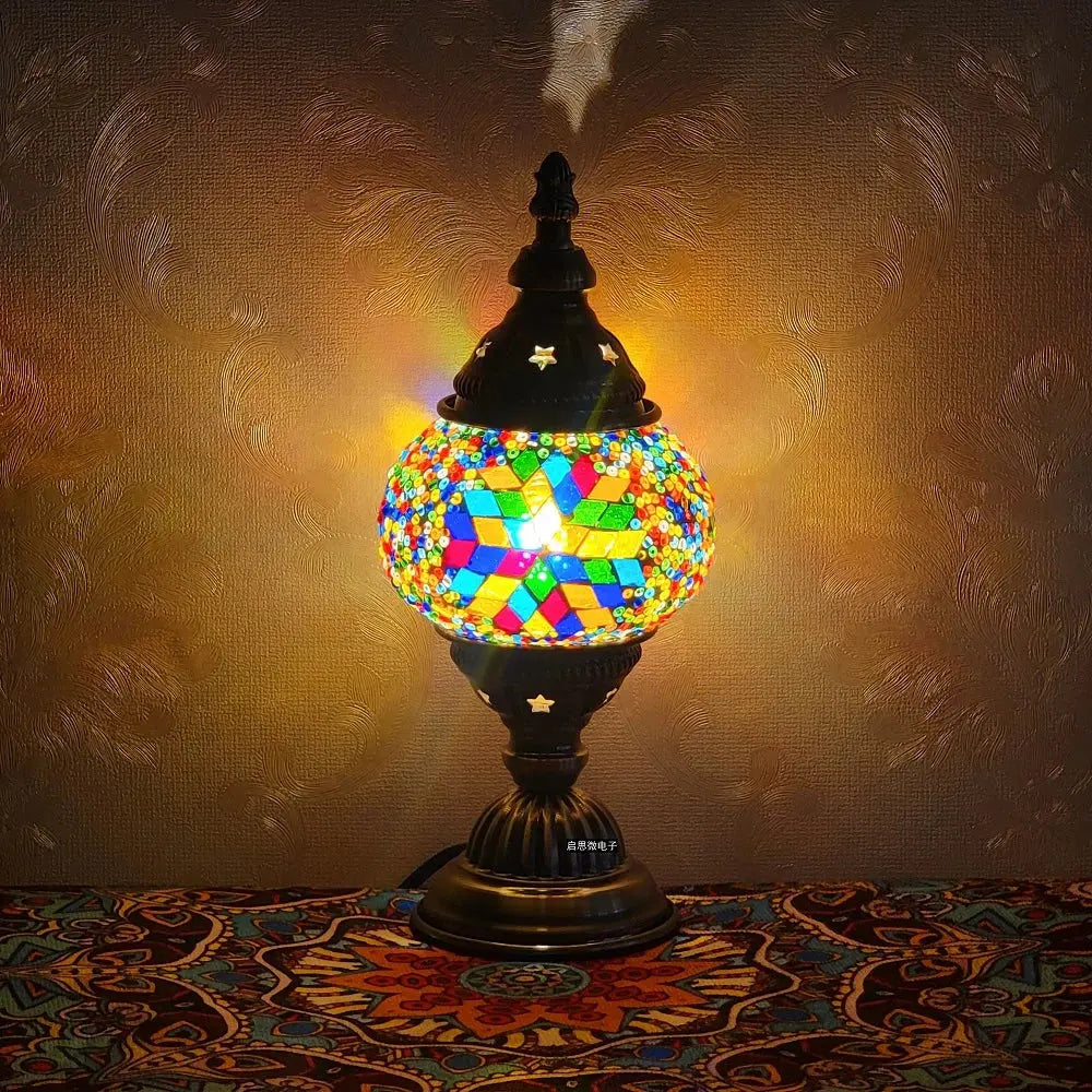 Lampe de chevet - Mosaïque Turque (Style Vintage, LED G9, Vitrail) Lampadia
