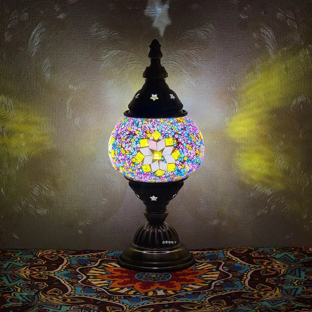 Lampe de chevet - Mosaïque Turque (Style Vintage, LED G9, Vitrail) Lampadia