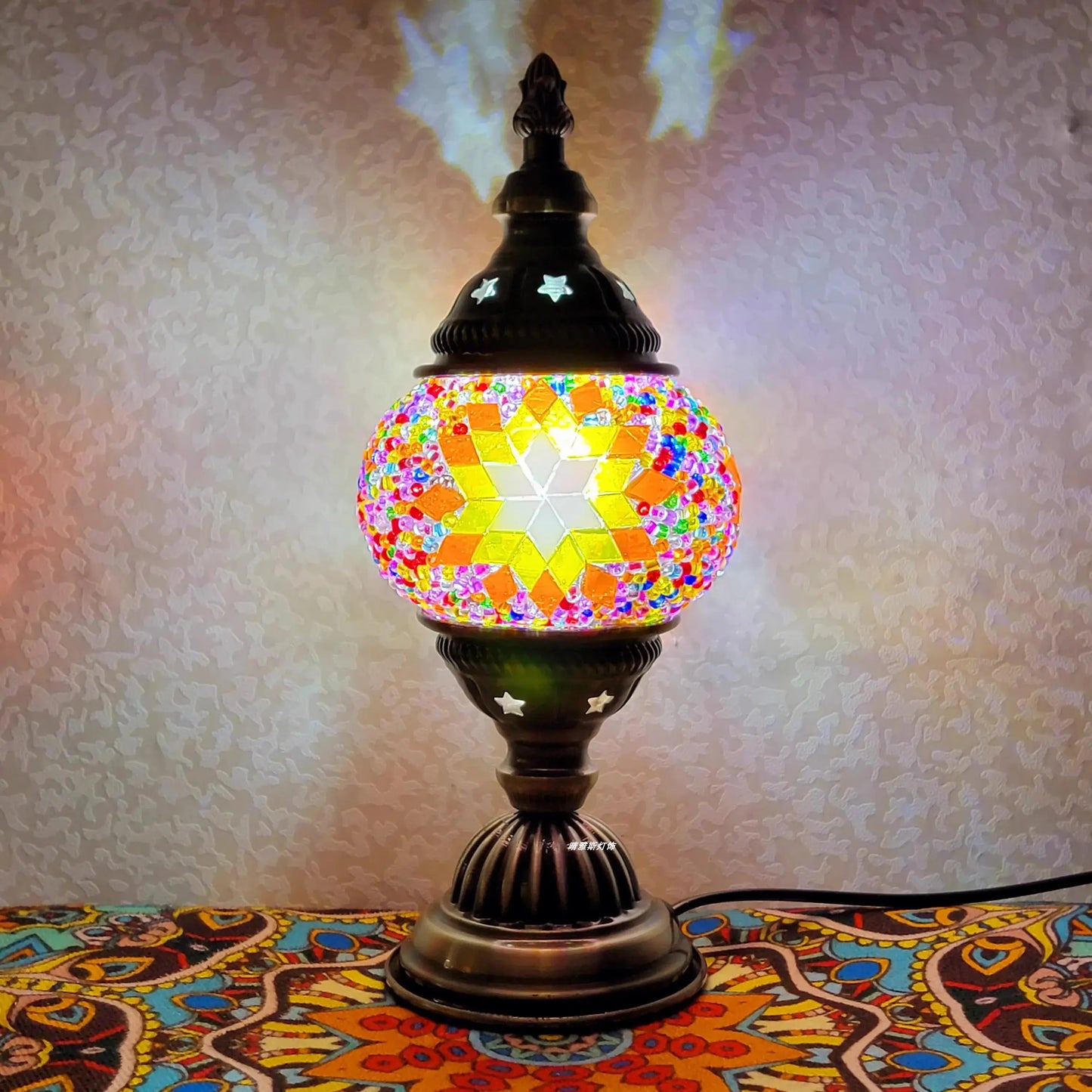 Lampe de chevet - Mosaïque Turque (Style Vintage, LED G9, Vitrail) Lampadia
