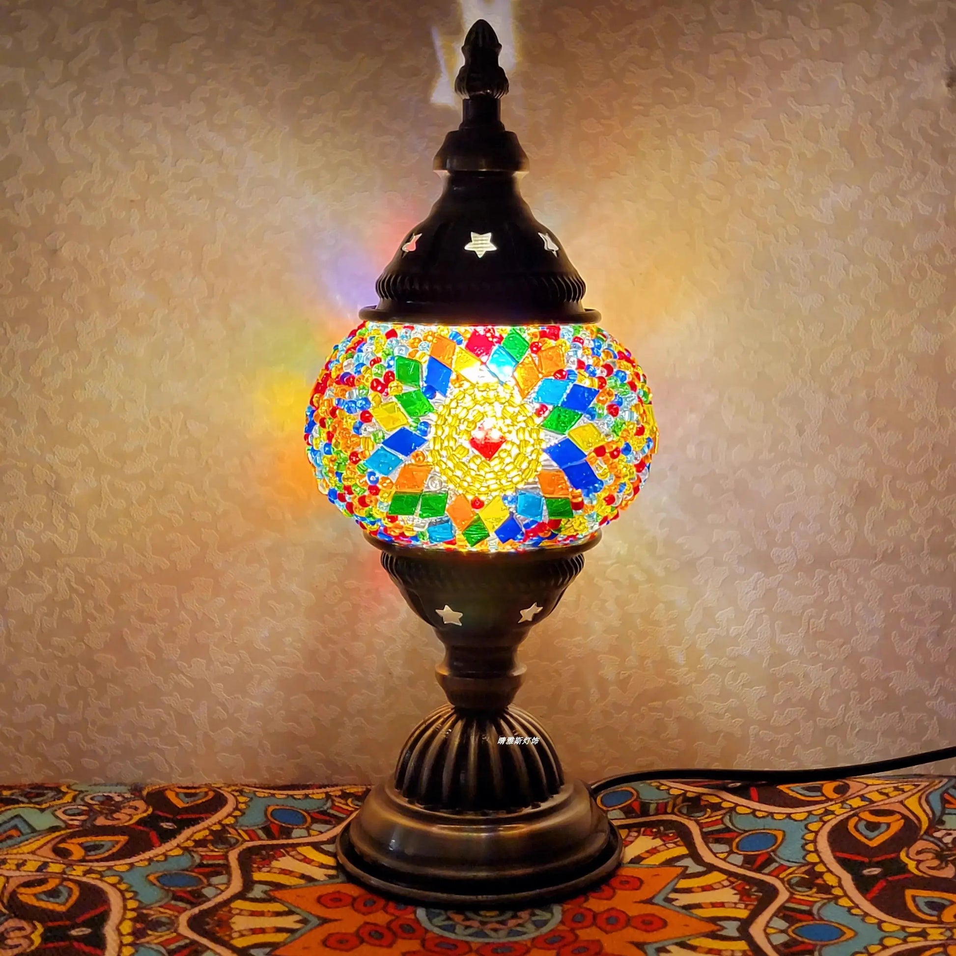 Lampe de chevet - Mosaïque Turque (Style Vintage, LED G9, Vitrail) Lampadia