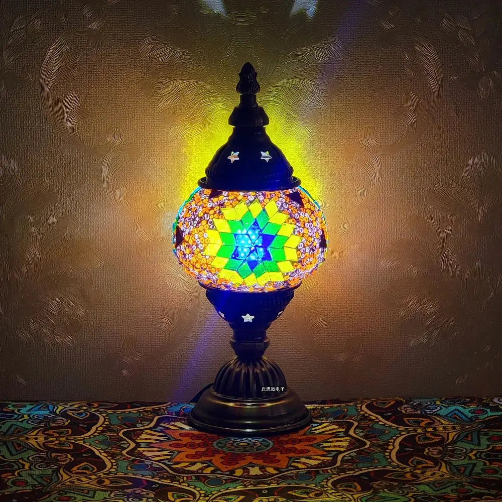 Lampe de chevet - Mosaïque Turque (Style Vintage, LED G9, Vitrail) Lampadia