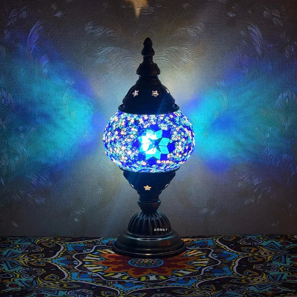 Lampe de chevet - Mosaïque Turque (Style Vintage, LED G9, Vitrail) Lampadia