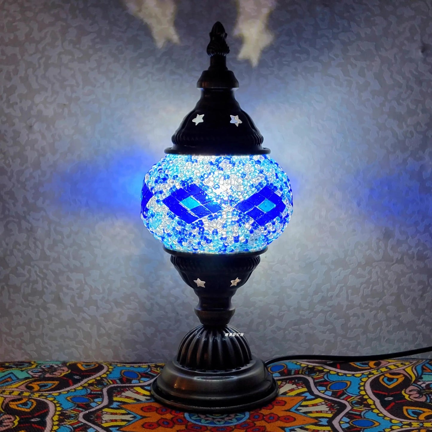 Lampe de chevet - Mosaïque Turque (Style Vintage, LED G9, Vitrail) Lampadia