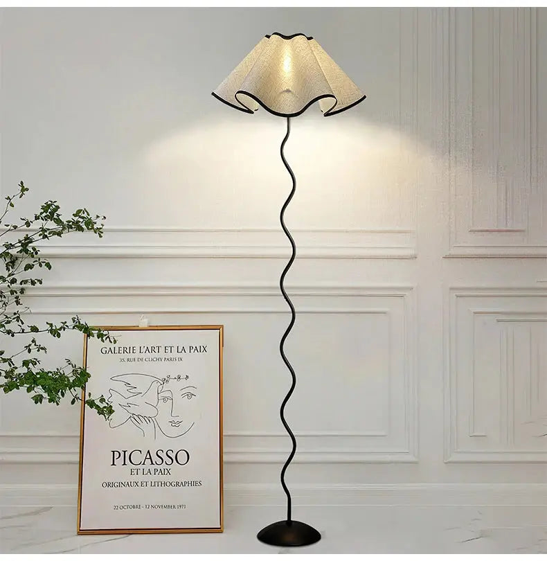 Lampe de chevet - Nordique "Atmosphère Ins" - Art floral en tissu, LED 27 Lampadia