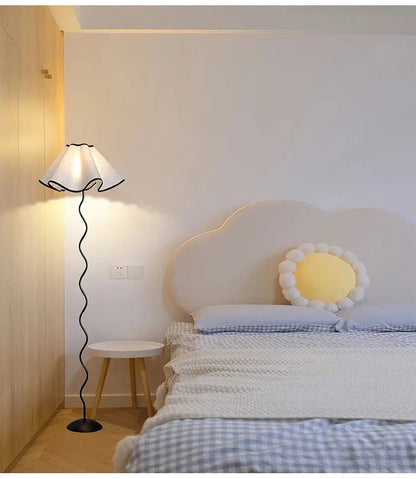 Lampe de chevet - Nordique "Atmosphère Ins" - Art floral en tissu, LED 27 Lampadia