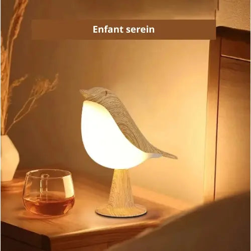 Lampe de chevet - Oiseau en Bois Créative - Tactile, Rechargeable, Intensité Variable, 3 Températures de Couleur, ABS+PC Lampadia
