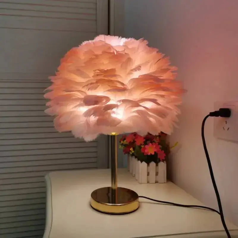 Lampe de chevet - Plumes LED - Design Romantique, Lumière Douce, Décoration Intérieure, Veilleuse, 1W Lampadia